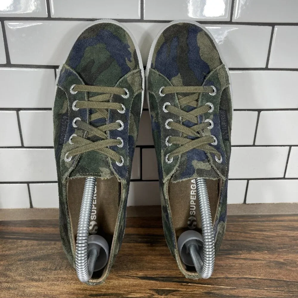 Superga 2790 Womens Size 7 Shoes Camo Suede Low Top Lace Up Platform Sneaker
